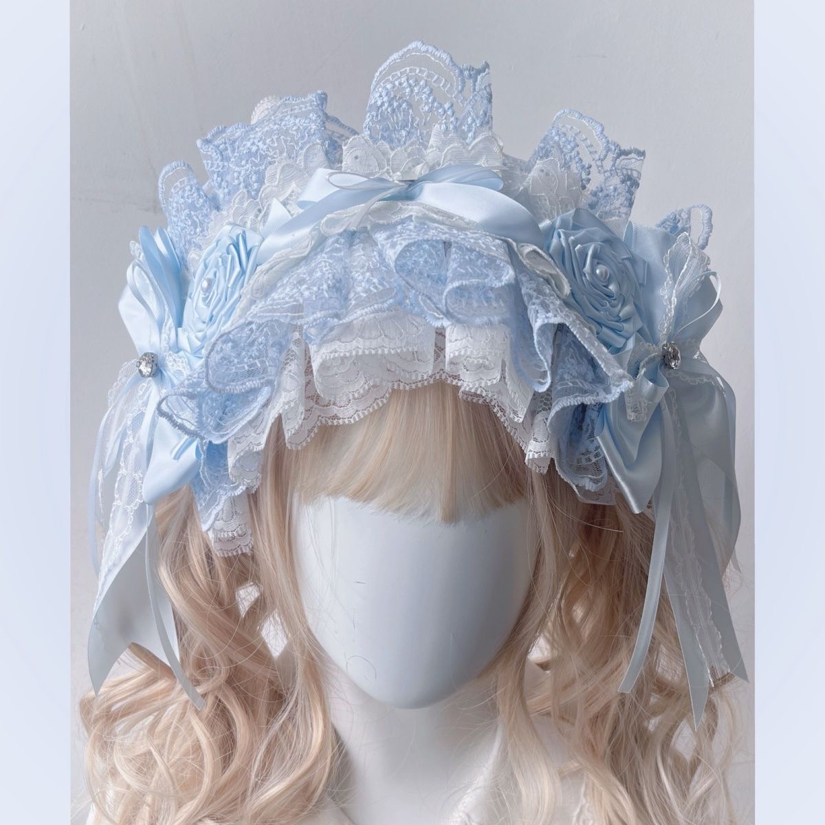 Cosplay Prop Bow - Diadème de fleurs bleu Lolita, accessoires