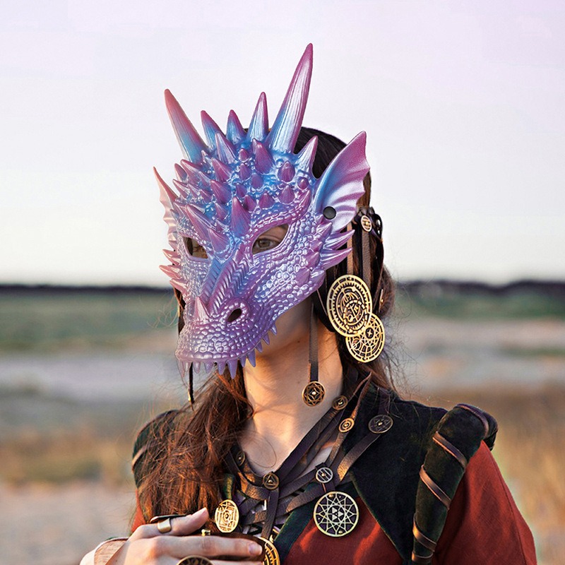 Cosplay Prop Blueprints - Masque Dragon Bleu Perle, Impression 3D,
