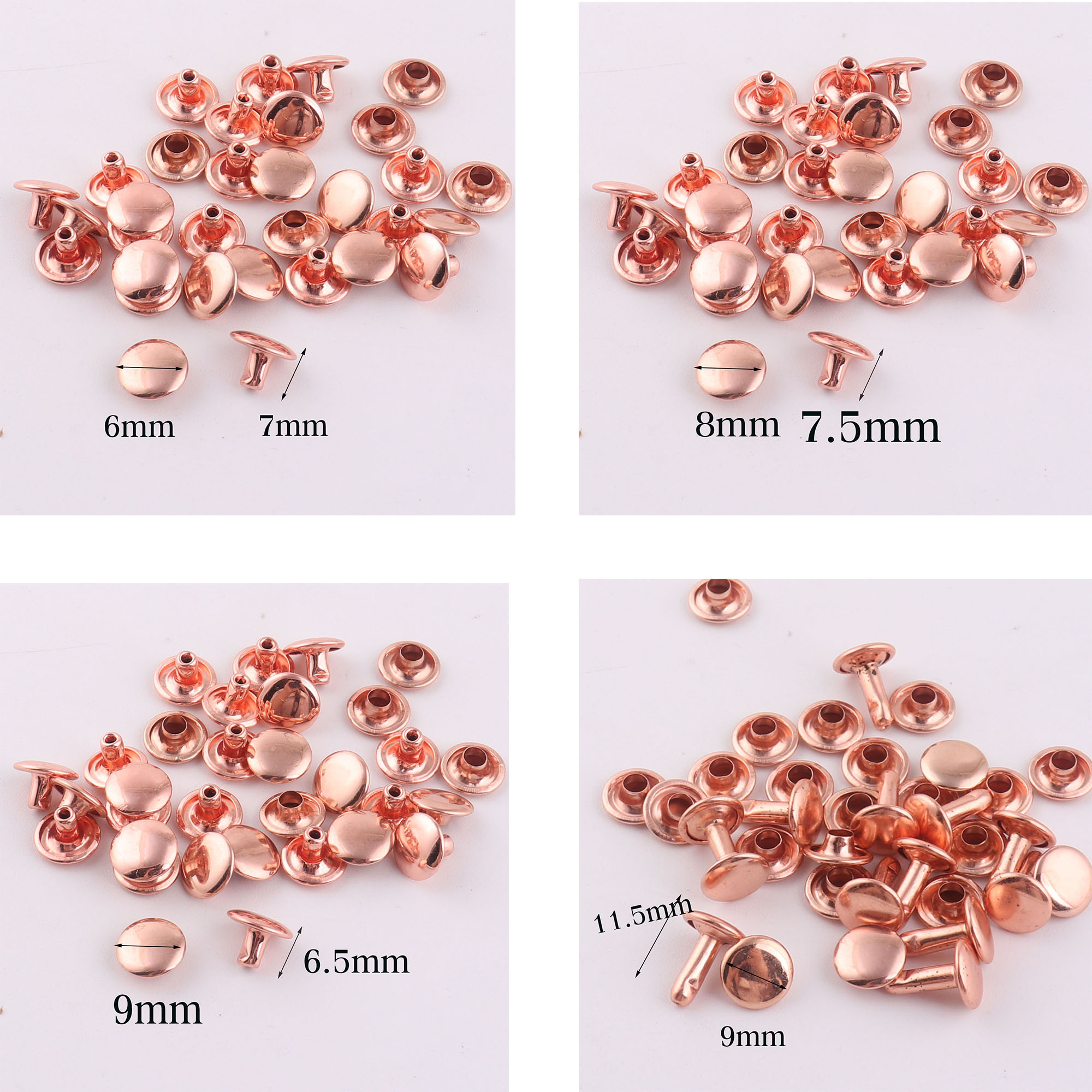 Snap Fastener Set - 100 Ensembles Double Cap Rivale, Or